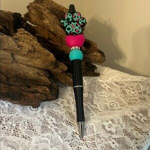 Colorful Beaded Pen with Paw Print